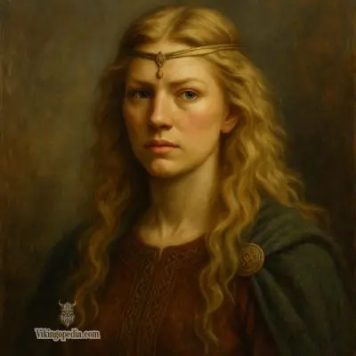 retrato reflexivo de mujer vikinga