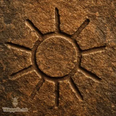 símbolo solar grabado en piedra