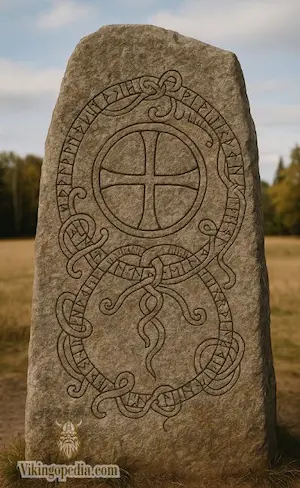 piedra rúnica con símbolo solar