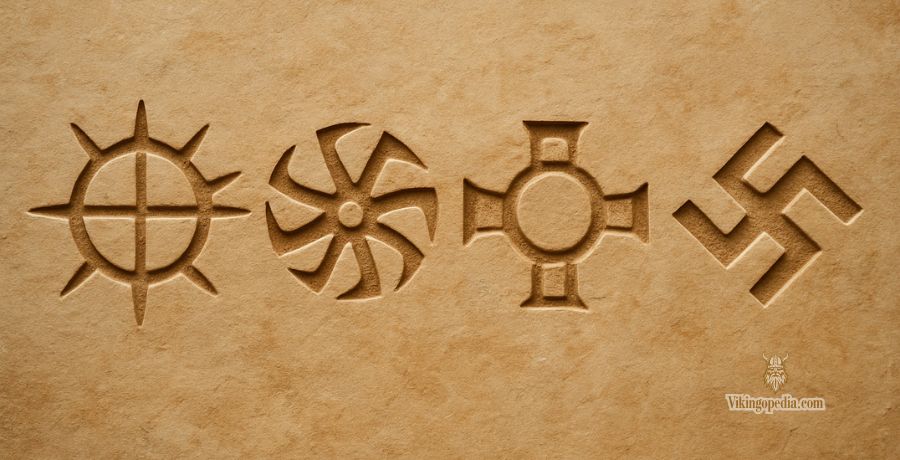 símbolos solares antiguos tallados en piedra