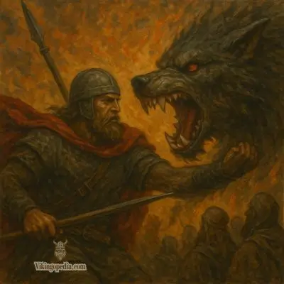 tyr luchando contra garm en el ragnarok