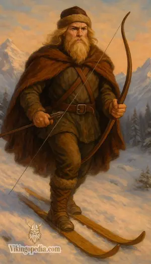 ull dios nordico en esquís en paisaje nevado