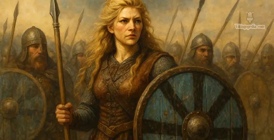 Lagertha liderando guerreros vikingos