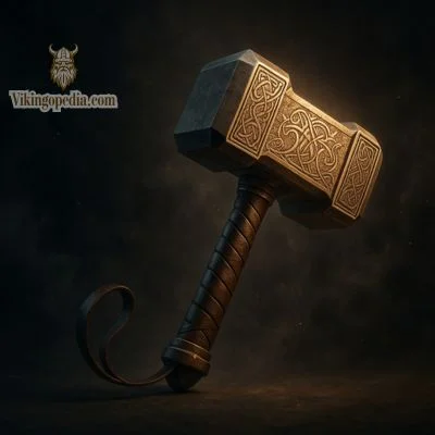 Mjölnir reinterpretado en estilo moderno con detalles nórdicos