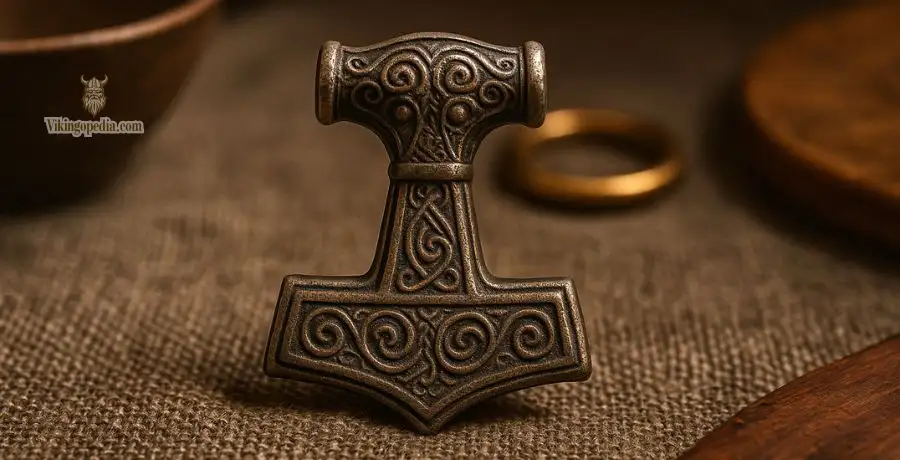 Amuleto antiguo de Mjölnir, símbolo nórdico de Thor