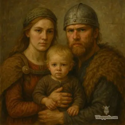 Familia vikinga con niño