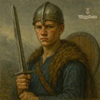 Joven vikingo con espada